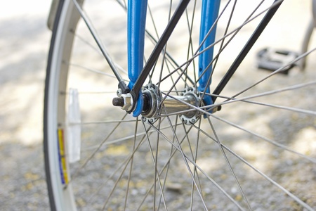 old bicycle wheel transportの写真素材