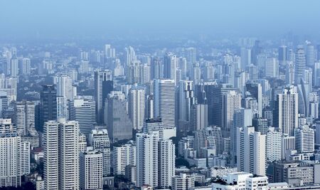 The city has the tallest building in the fog.の写真素材
