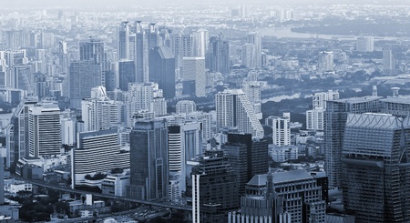 City in the morning with fog in Bangkok Thailand.の写真素材