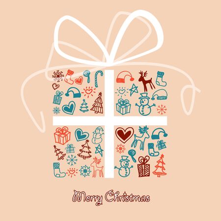 Christmas gift box with a pattern related to the holiday season.のイラスト素材
