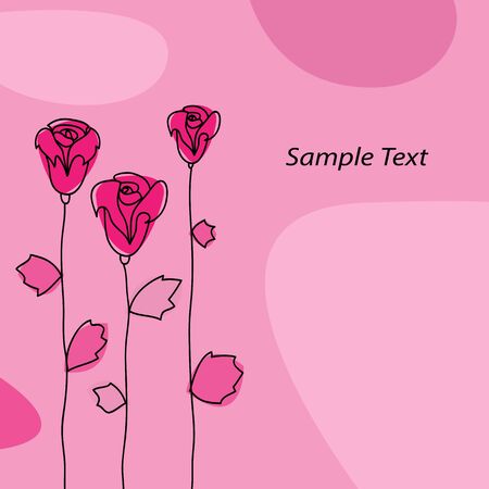 Pink rose. On a pink background. All drawings, illustrations.のイラスト素材