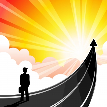 Business man with the arrow must travel to the success of businesses.のイラスト素材