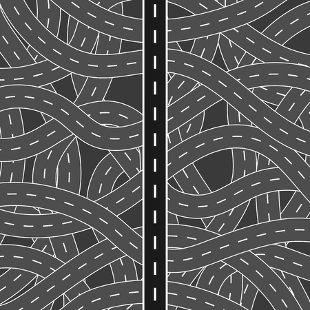 Straight road among curly ones, symbolizing the right way to chooseのイラスト素材