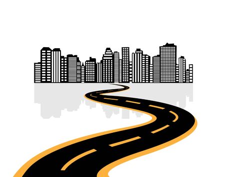 city abstraction with the road leading to itのイラスト素材