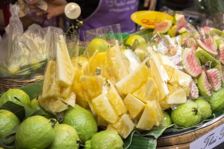 Fruit Shop Thailand. Fresh guava and pineapple.の写真素材