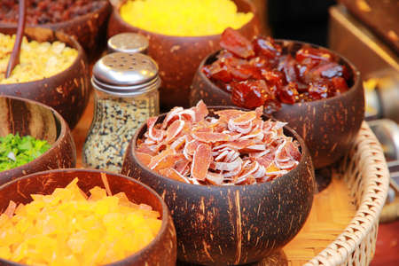 Dried fruits and coconut cup sweetened frozen Impact of Thailand tasty.の写真素材