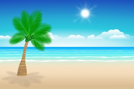 Background sea sand and coconut trees  Illustration summer のイラスト素材
