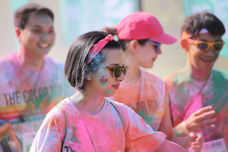 BANGKOK NOVEMBER 1 : Crowds of unidentified people at The Color Run on November 1, 2015 in Bangkok,...