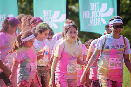 BANGKOK NOVEMBER 1 : Crowds of unidentified people at The Color Run on November 1, 2015 in Bangkok,...