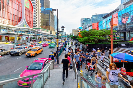 BANGKOK, THAILAND - 25 Oct 2018 - Area in front Central World. hotels in business area around Ratchaprasong Intersection. Economic center of Bangkok Thailand.のeditorial素材