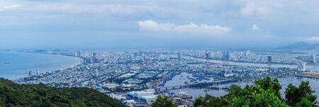 Danang, Vietnam: 11 May 2019 - Bird's eye view from the top of the hill. See all Danang city in Vietnam.のeditorial素材