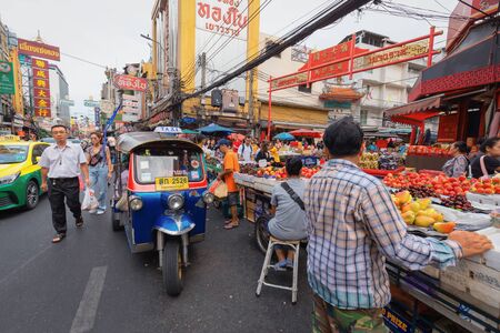 Bangkok - Thailand, 3 Aug 2019: Tuk-Tuk is the name of Thai traditional taxi.Chinatown is famous landmark in Bangkok.のeditorial素材