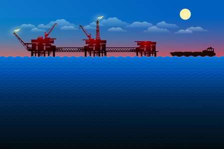 Oil derrick in sea for industrial design.のイラスト素材