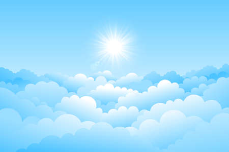 White cloud vector The sky background with the sun