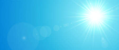 The sun was shining during the day time. There is a blue sky background. Vectorのイラスト素材
