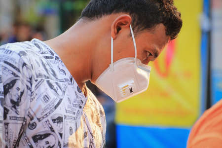 Bangkok - Thailand, 29 Feb 2020: People wearing medical masks to prevent germs. The virus makes people worried.のeditorial素材