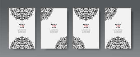 1 December world aids day banner or card template and background with mandalaのイラスト素材
