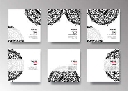 1 December world aids day banner or card template and background with mandalaのイラスト素材