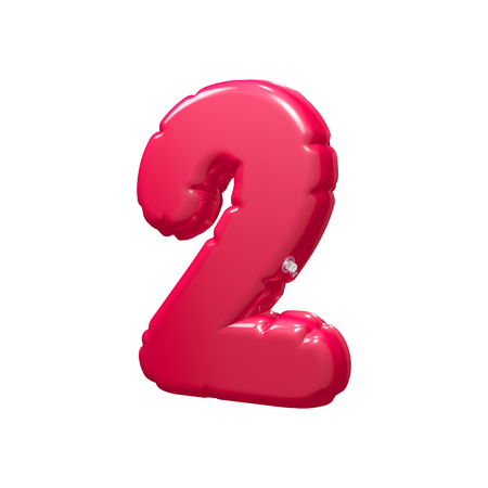 number 2 inflatable balloon 3D renderingの写真素材
