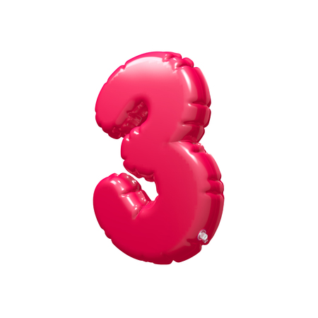 number 3 inflatable balloon 3D renderingの写真素材