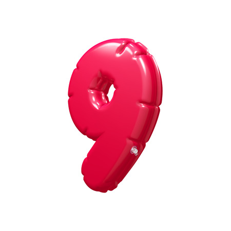 number 9 inflatable balloon 3D renderingの写真素材