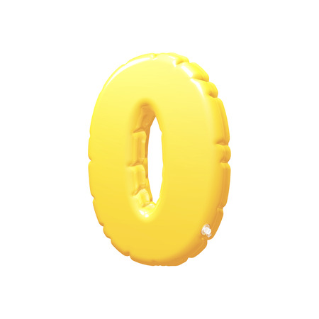 number 0 inflatable balloon 3D rendering Yellowの写真素材