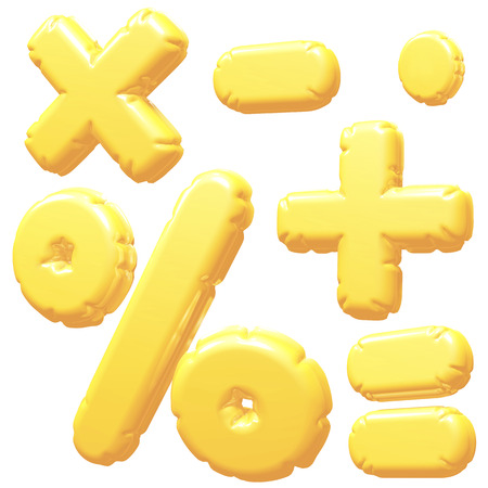 Calculate inflatable balloon 3D rendering Yellowの写真素材