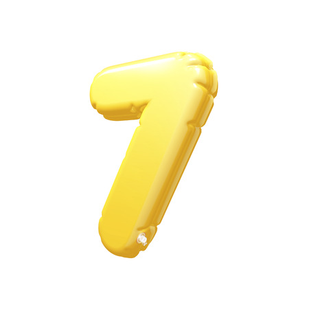 number 7 inflatable balloon 3D rendering Yellowの写真素材