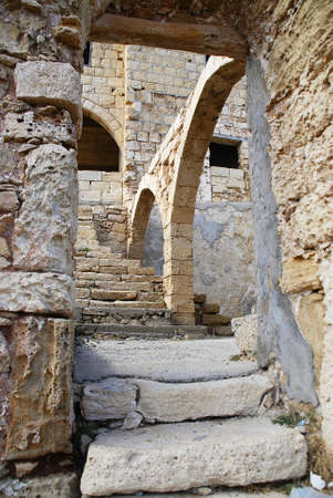 Detail of the entrance to the architectural complex of St  Andrew in Cyprusの写真素材