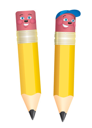 A pencil cartoon character drawn in Illustrator to be use as an advertising and promotional element.のイラスト素材