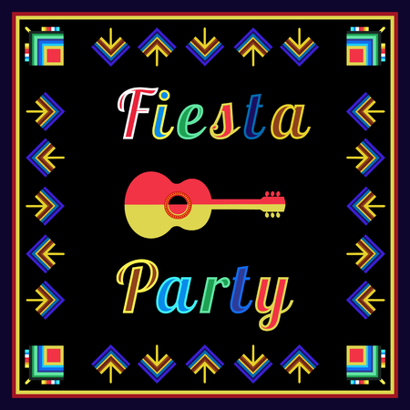Mexican Fiesta party advertisement. Holiday vector poster, card, cinco de mayo. Design idea to advertise fiesta party in Mexica. Template for fiesta decoration. Vector illustrationのイラスト素材