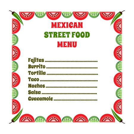 Mexican food style. Mexican cuisine Concept. Traditional menu. Street food menu. Mexico kitchen. Dish menu. Vector Illustrationのイラスト素材