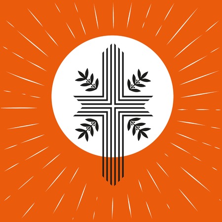 Church concept. Pentecost Trinity Sunday. Christian Holy spirit Jesus God. Church sacrament symbol. Biblical cross, holy spirit. Vector illustration.のイラスト素材