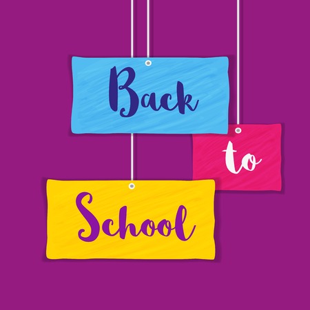 Back to school banner concept. Idea of welcome poster. Elements of border frame. Colorful papers...
