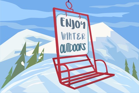Winter holiday concept. Cartoon style. Enjoy winter outdoors. Winter outdoor sport banner background. Vector illustrationのイラスト素材