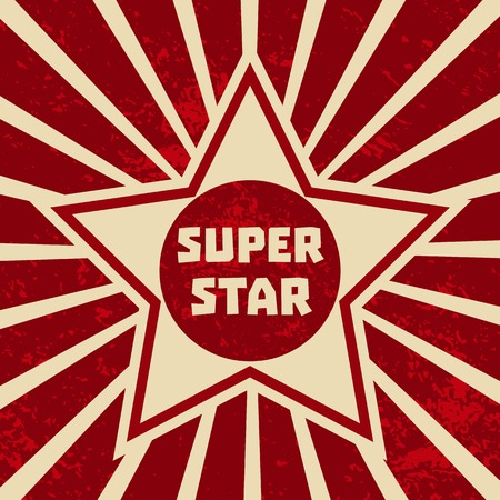 Super star banner. Starring shape. Success superstar Victory winning  Concept. Design idea for Leader boss, sport hero, movie actor red carpet awarding ceremony background. Vector illustrationのイラスト素材