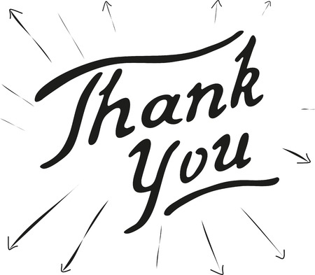 Lettering Thank You. Hand sketched graphic element. Template for your design of card, flayer, banner, poster. Vector illustration.のイラスト素材