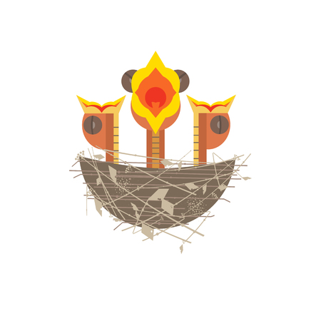 Baby birds in nest isolated on white backgroundのイラスト素材