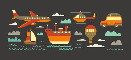 Time to travel icons vector setのイラスト素材