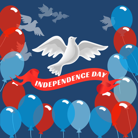 American holiday poster with colorful balloons, 4th of July.のイラスト素材