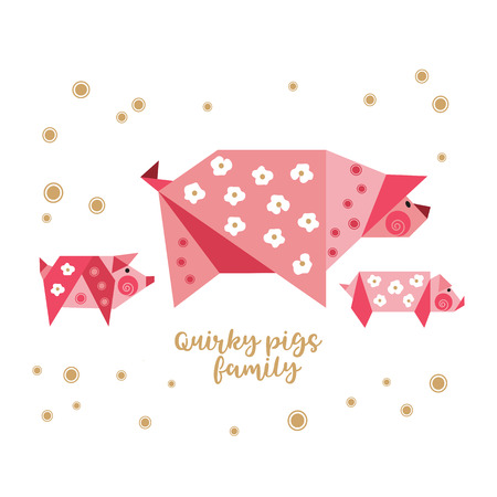 Quirky piggy origami pig iconのイラスト素材
