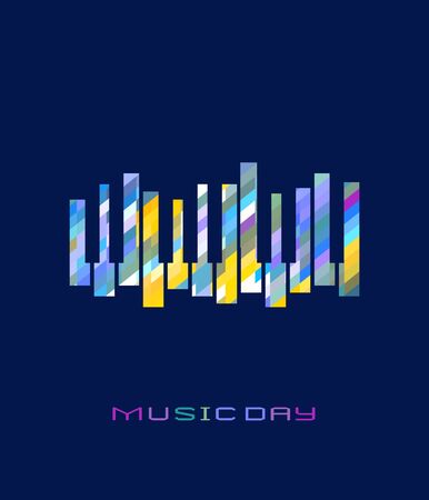Piano keyboard hand drawn flat colorful music vector iconのイラスト素材