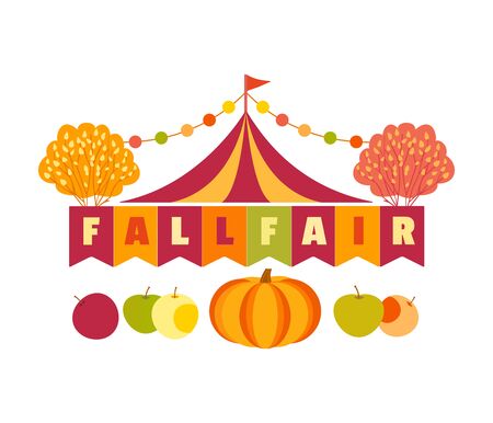 Hand drawn Fall Fair flat color vector headlineのイラスト素材