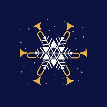 Christmas Jazz fest hand drawn flat color vectorのイラスト素材