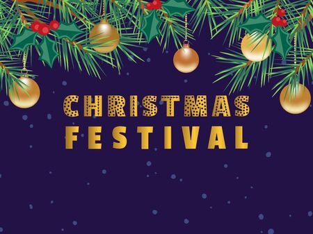Template Design Poster Christmas Festival vector. Design idea holiday xmas Festival invitation flyer background. Winter Christmas holiday season celebration event welcome advertisement illustrationのイラスト素材