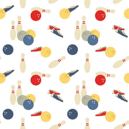 Bowling sport game signs seamless vector patternのイラスト素材
