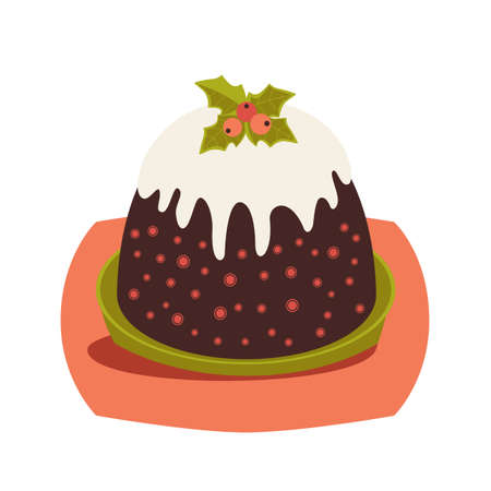 Traditional Christmas Plum Pudding vector iconのイラスト素材
