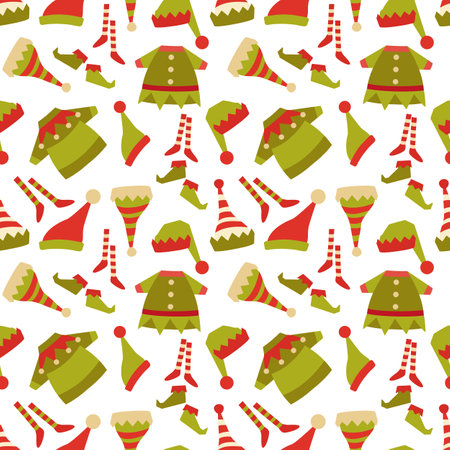 Elf costume icon collection seamless patternのイラスト素材