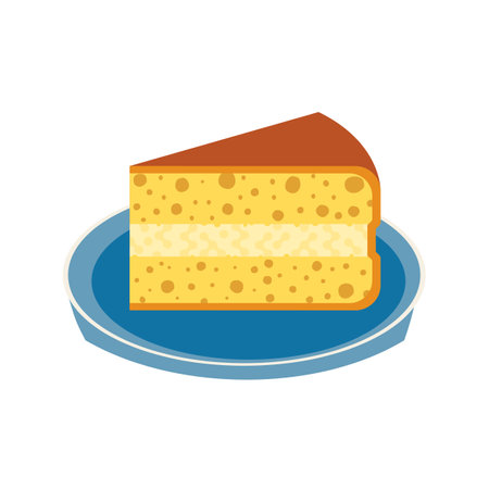 Homemade Cream Pie Slice on plate flat vector iconのイラスト素材