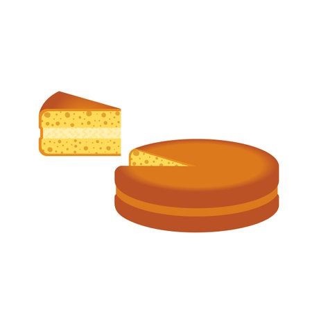 Homemade Cream Pie Slice flat color vector iconのイラスト素材